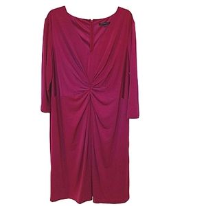 David Meister Magenta Gathered Front Stretch Dress NEW- Sz. 22W